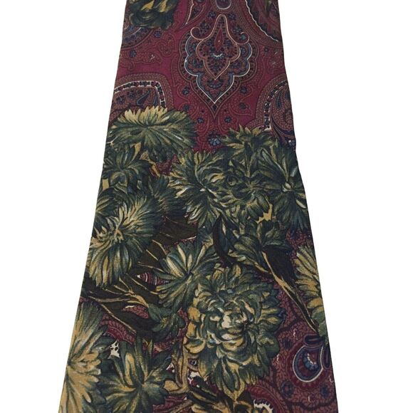 Joseph Richards Maroon Silk Floral Neck Tie Made in USA - Picture 1 of 4
